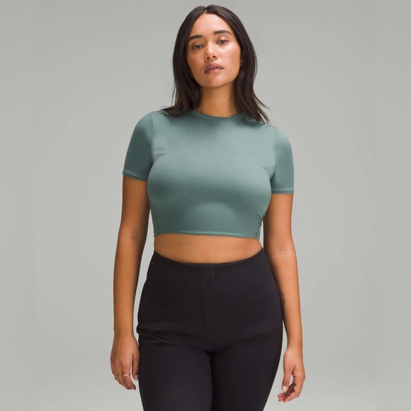 lululemon athletica Tops - NEW Lululemon Crewneck Cropped T-Shirt Yoga Activewear Workout Gym Running Top